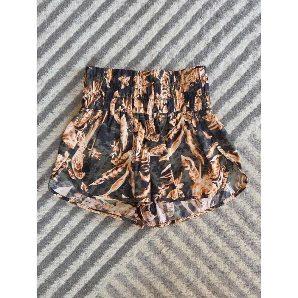 FP Movement by Free People Elastic Waist Athletic Shorts - Black & Tropic Med.